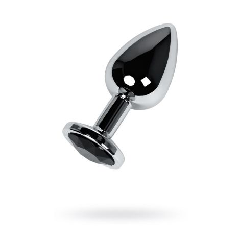 Silver anal plug TOYFA Metal with black round-shaped gem