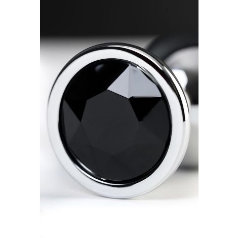 Silver anal plug TOYFA Metal with black round-shaped gem - 6