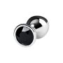 Silver anal plug TOYFA Metal with black round-shaped gem - 4