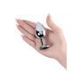 Silver anal plug TOYFA Metal with black round-shaped gem - 5