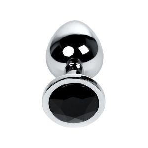 Silver anal plug TOYFA Metal with black round-shaped gem - image 2