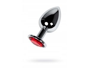 Silver anal plug TOYFA Metal with red round-shaped gem, - image 2