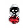 Silver anal plug TOYFA Metal with red round-shaped gem, - 2