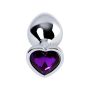 Silver anal plug with purple gem heart-shaped - 5