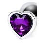 Silver anal plug with purple gem heart-shaped - 9