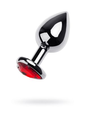 Silver anal plug TOYFA Metal with red heart-shaped gem - image 2