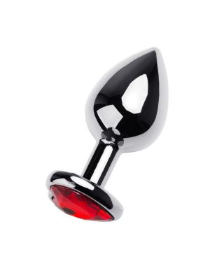 Silver anal plug TOYFA Metal with red heart-shaped gem - image 2