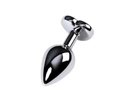 Silver anal plug TOYFA Metal with black heart-shaped gem, length 7 cm, diameter 1,8-3,3 cm, weight 92 gr - 3