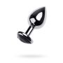 Silver anal plug TOYFA Metal with black heart-shaped gem, length 7 cm, diameter 1,8-3,3 cm, weight 92 gr - 2