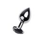 Silver anal plug TOYFA Metal with black heart-shaped gem, length 7 cm, diameter 1,8-3,3 cm, weight 92 gr - 3