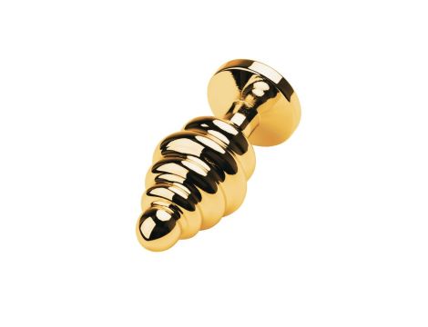 Golden anal plug with  black gem - 3