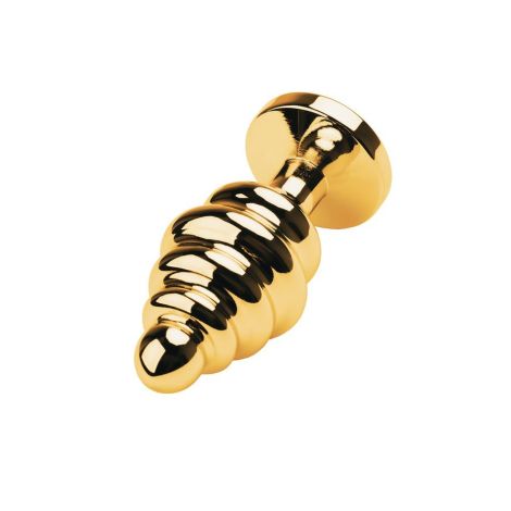 Golden anal plug with  black gem - 3