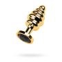 Golden anal plug with  black gem - 2