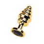 Golden anal plug with  black gem - 3