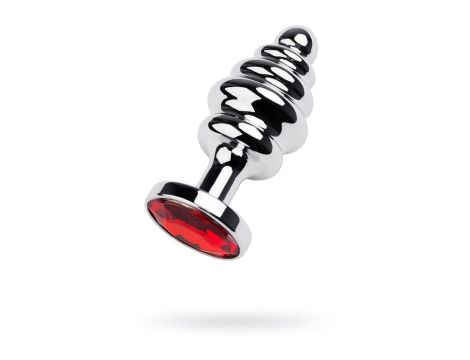 Silver anal plug with red gem