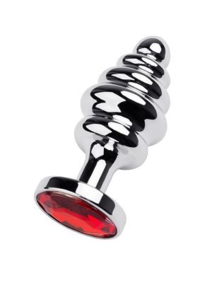 Silver anal plug with red gem - image 2