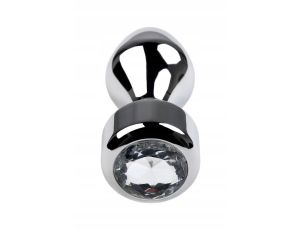 Metal by TOYFA, Anal plug, metal, silver, with diamond crystal, 9.5 cm, O 3.5 cm, 130 g