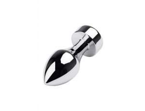 Silver anal plug TOYFA Metal with red round-shaped gem