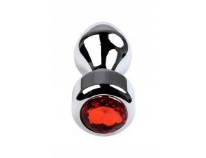 Silver anal plug TOYFA Metal with red round-shaped gem - image 2