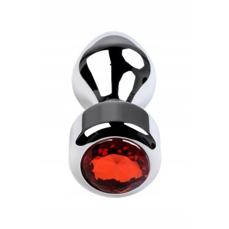 Silver anal plug TOYFA Metal with red round-shaped gem - 2