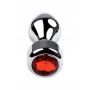 Silver anal plug TOYFA Metal with red round-shaped gem - 3