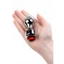 Silver anal plug TOYFA Metal with red round-shaped gem - 4