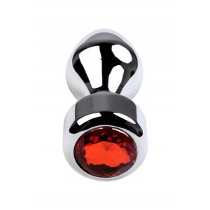 Silver anal plug TOYFA Metal with red round-shaped gem - image 2