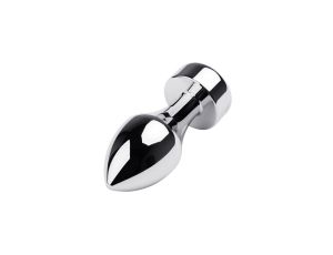 Silver anal plug TOYFA Metal with black round-shaped gem, length 8,2 cm, diameter 2,5-3,8 cm, weight 210 gr - image 2