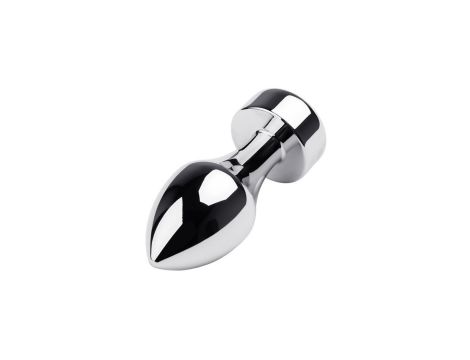 Silver anal plug TOYFA Metal with black round-shaped gem, length 8,2 cm, diameter 2,5-3,8 cm, weight 210 gr - 2