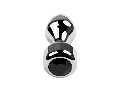 Silver anal plug TOYFA Metal with black round-shaped gem, length 8,2 cm, diameter 2,5-3,8 cm, weight 210 gr - 3