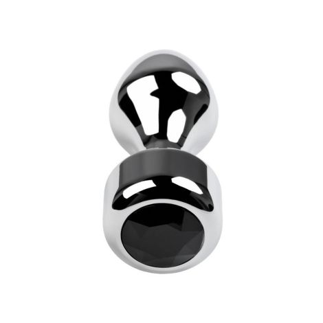 Silver anal plug TOYFA Metal with black round-shaped gem, length 8,2 cm, diameter 2,5-3,8 cm, weight 210 gr - 3