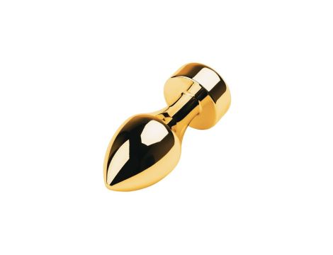 Gold anal plug TOYFA Metal with white round-shaped gem , length 7 cm, diameter 2-3,5 cm, weight 140 gr - 3