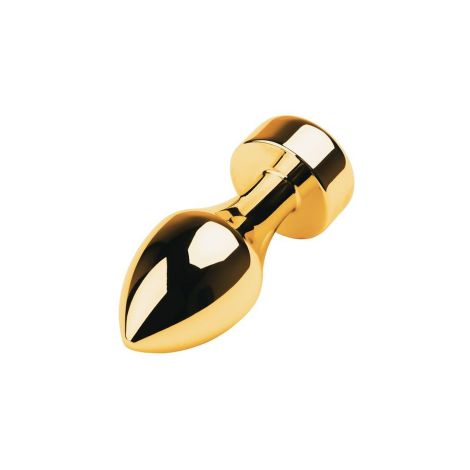 Gold anal plug TOYFA Metal with white round-shaped gem , length 7 cm, diameter 2-3,5 cm, weight 140 gr - 3