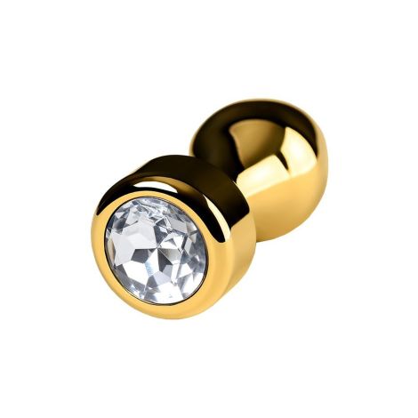 Gold anal plug TOYFA Metal with white round-shaped gem , length 7 cm, diameter 2-3,5 cm, weight 140 gr - 5