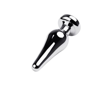 Silver anal plug TOYFA Metal with white round-shaped gem, length 9 cm, diameter 1,5-4 cm, weight 205 gr - 3