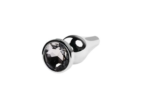 Silver anal plug TOYFA Metal with white round-shaped gem, length 9 cm, diameter 1,5-4 cm, weight 205 gr - 4