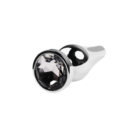 Silver anal plug TOYFA Metal with white round-shaped gem, length 9 cm, diameter 1,5-4 cm, weight 205 gr - 4