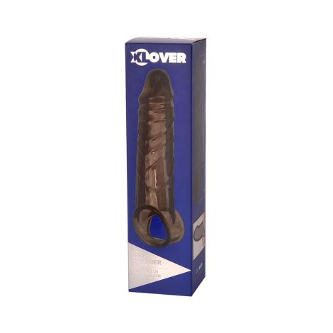 ToyFa XLover, Penis sleeve, for enlargement, TPE, transparent black, 15,5 cm - 6