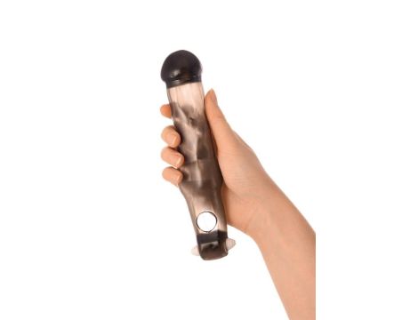 xToyFa XLover, Penis Sleeve, for increase in size with vibration, TPE, transparent black, 19.4 cm - 3