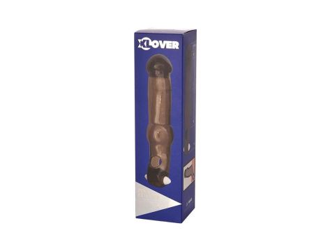 xToyFa XLover, Penis Sleeve, for increase in size with vibration, TPE, transparent black, 19.4 cm - 4