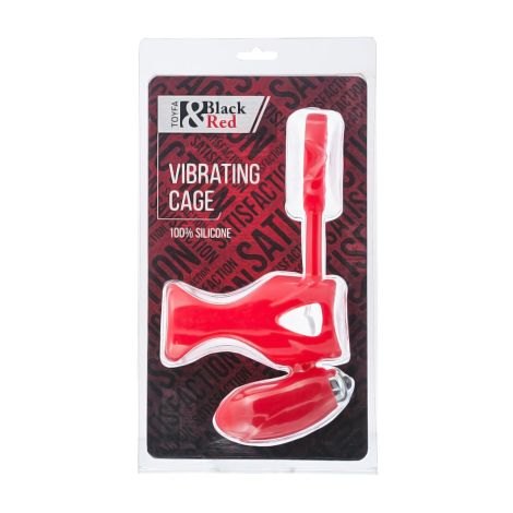 Black & Red, Penis ring with vibration, clitoral stimulation, silicone, red 14.5 cm