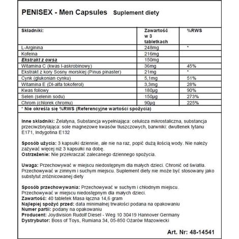 Supl.diety-PENISEX - Men Capsules, 40 capsules - 3