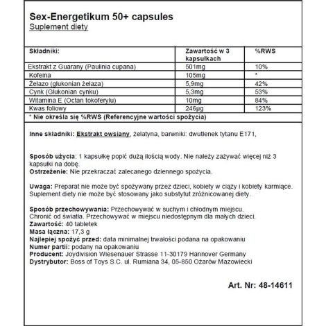 Supl.diety-EROpharm - Sex-Energetikum 50+ 40 capsules - 2