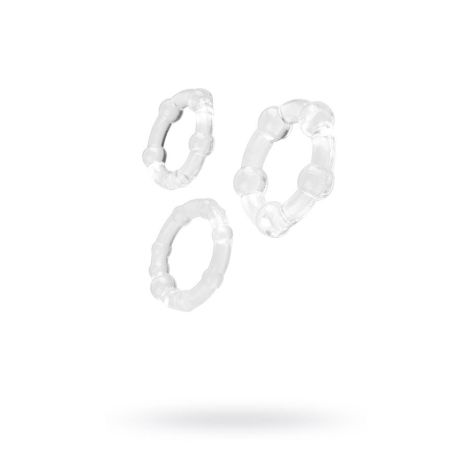 A-TOYS, Cockrings set, 3 pcs.TPE,Transparent, O 3,5 / 3/2 cm