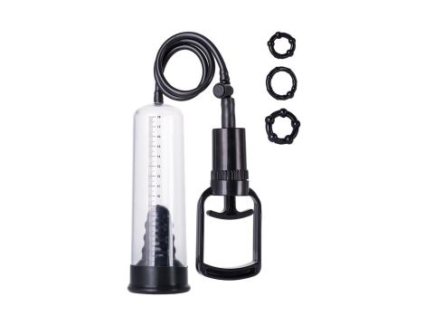 A-TOYS, Penis Pump, PVC, Black, 23.5 cm 3 cock rings included - 2