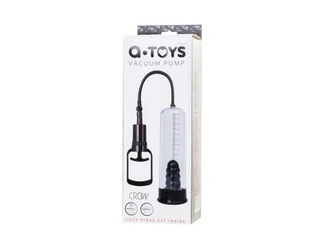 A-TOYS, Penis Pump, PVC, Black, 23.5 cm 3 cock rings included - 4