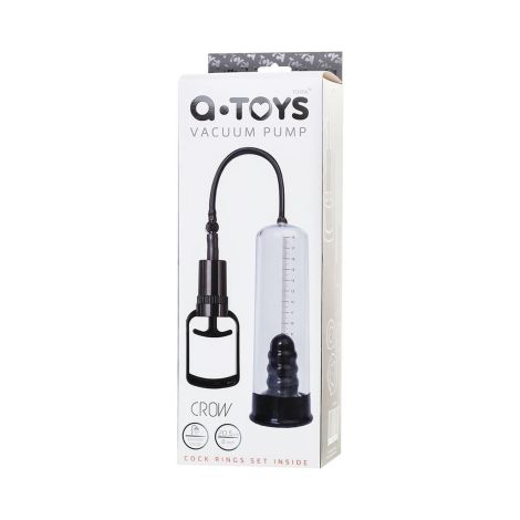 A-TOYS, Penis Pump, PVC, Black, 23.5 cm 3 cock rings included - 4