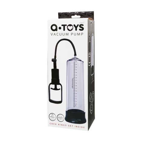 A-TOYS, Penis Pump, PVC, Transparent, 27.5 cm, 3 cock rings included - 4