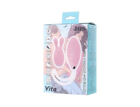 JOS VITA finger vibrating egg and vibrating attachment, silicone, powder pink, 8.5 and 8 cm - 10