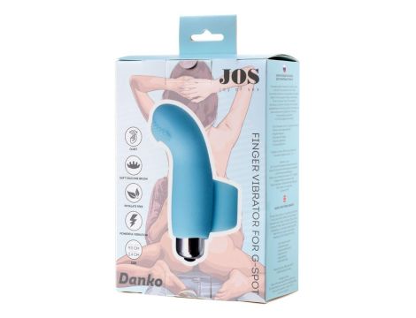 JOS DANKO, Finger vibrator for G-point stimulation, silicone, blue, 9.5 cm - 6